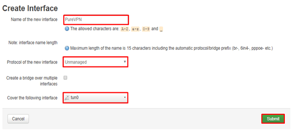 Create Interface OpenVPN Openwrt